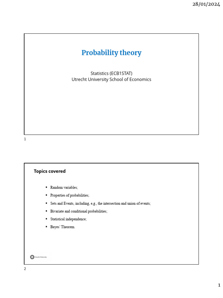 Statistics Topic Video 2 Slides | PDF | Random Variable | Probability ...