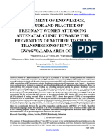 Assessment of Knowledge, Attitude and Practice of Pregnant Women Attending Antenatal Clinic Towards The Prevention of Mother To Child Transmissionof Hiv/aids in Gwagwalada Area Council