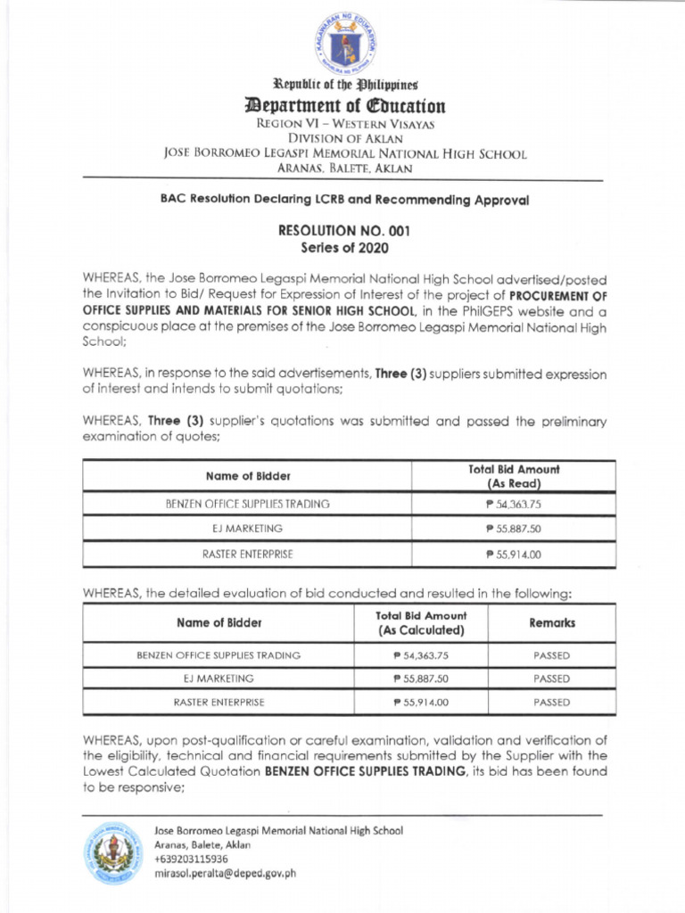 Resolution-Office Supplies-Benzen | PDF