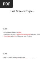 List, Sets, Tuples, Dictionaries