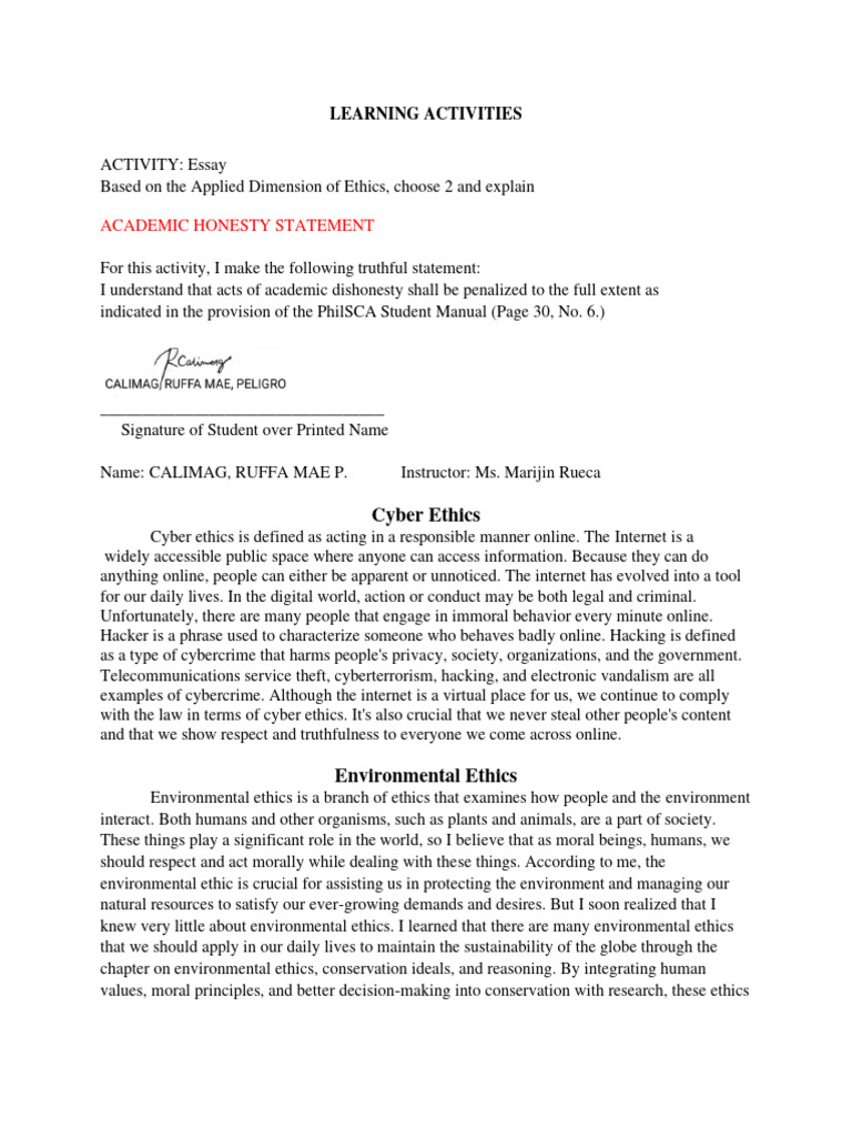 Calimag - Ruffa Mae - P. Ethics | PDF | Morality | Cybercrime