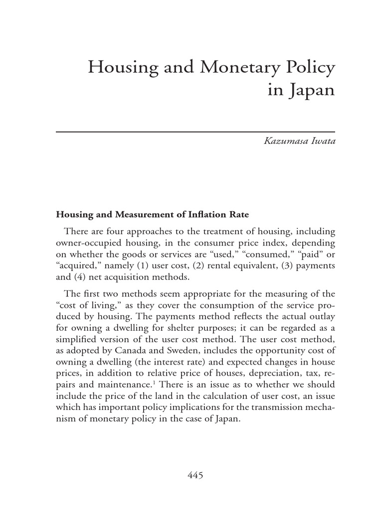 Housing and Monetary Policy in Japan | PDF | Cost Of Living | Economic ...
