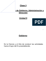 Clase 3 Las funciones de gobierno, administración y dirección Unidad II presentación