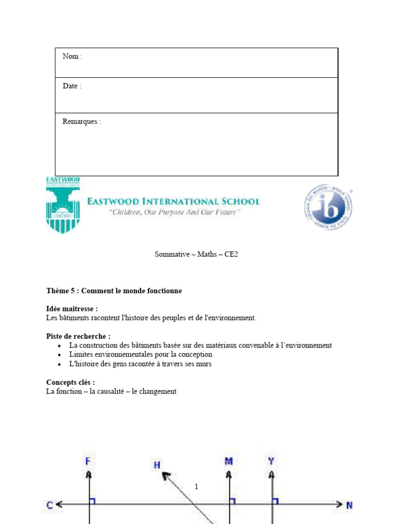 Évaluation Maths CE2 : Bâtiments et Géométrie | PDF | Compréhension ...