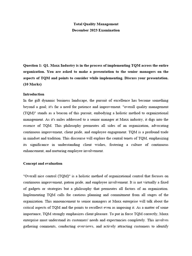 Total Quality Management - As | PDF | Standard Deviation | Design For ...