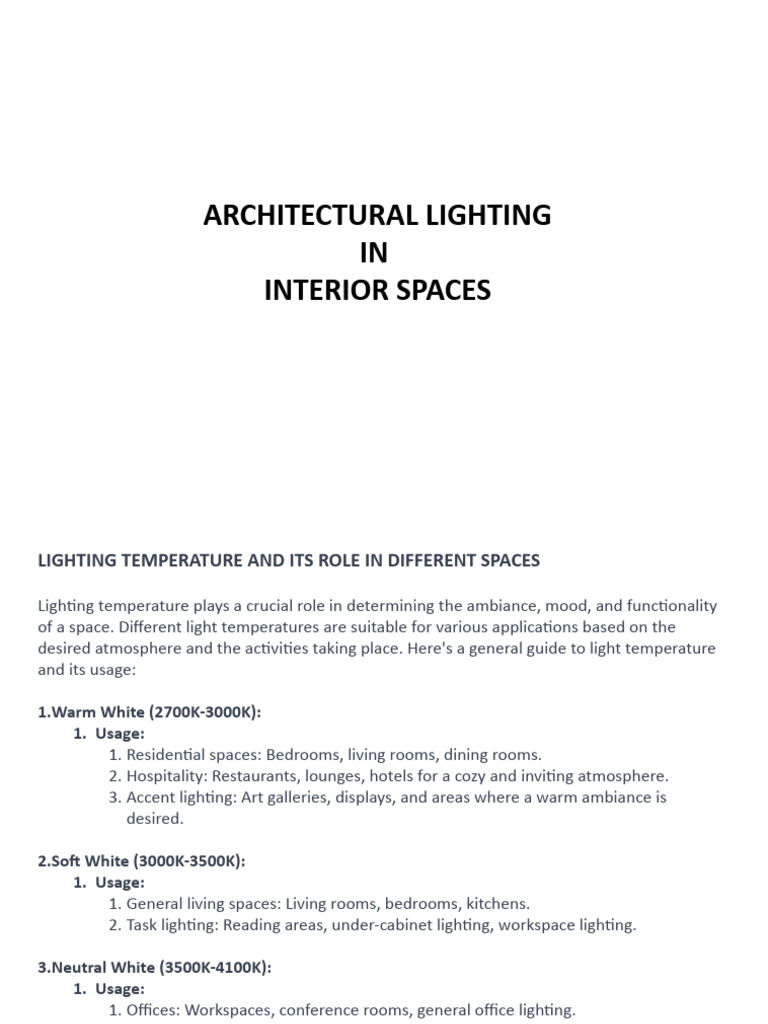 Lighting Temperature in Interior Design | PDF | Lighting | Light
