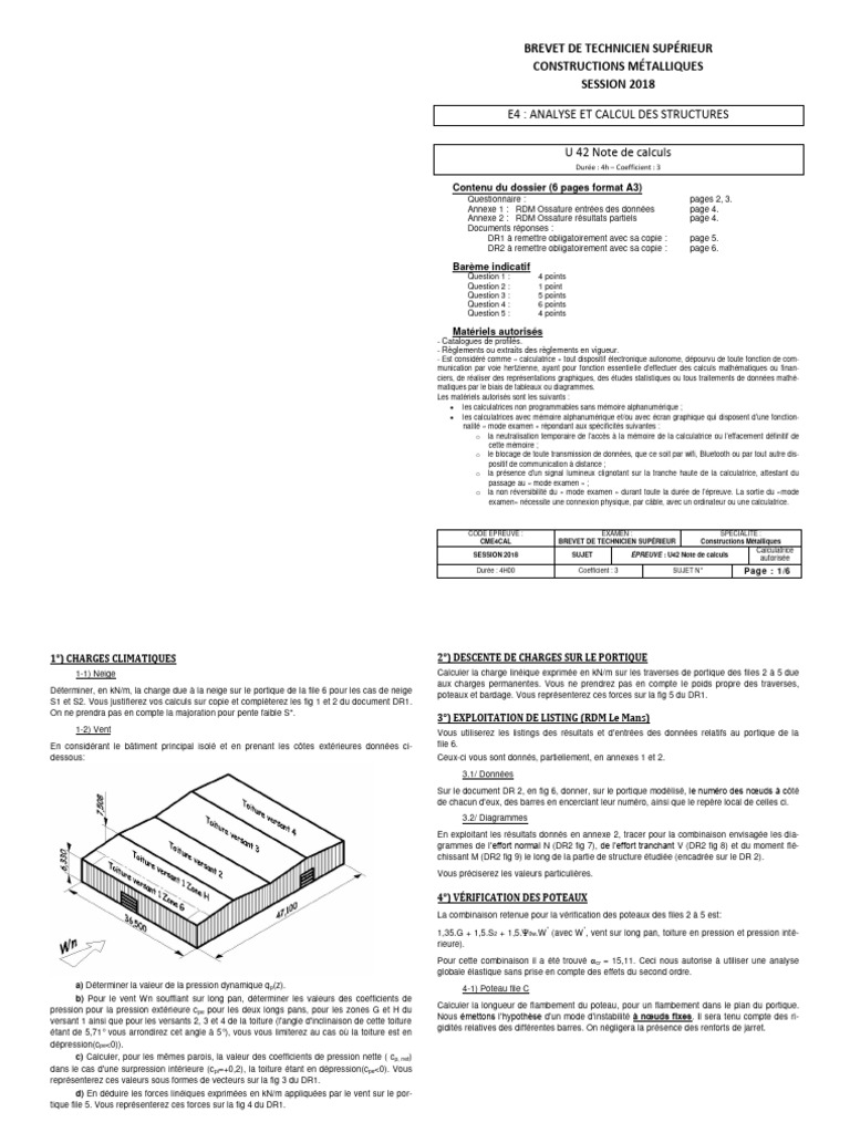 Épreuve U42 BTS Constructions Métalliques | PDF