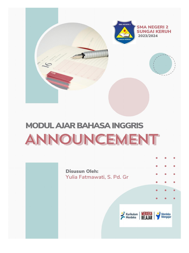 Modul Ajar Teks Announcement Kelas 10 | PDF