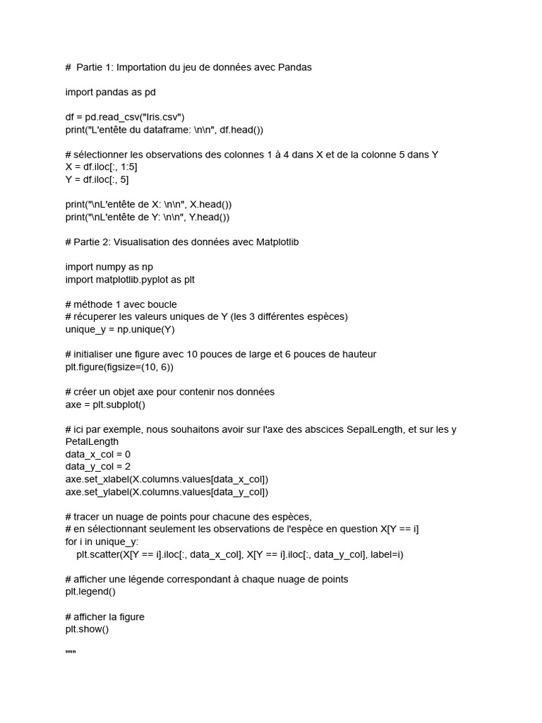 Analyse de données Iris avec Python | PDF | Mathématiques appliqués ...