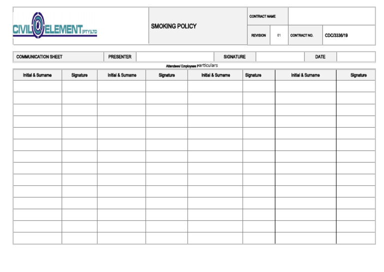 Communication Sheet SMOKING Policy | PDF