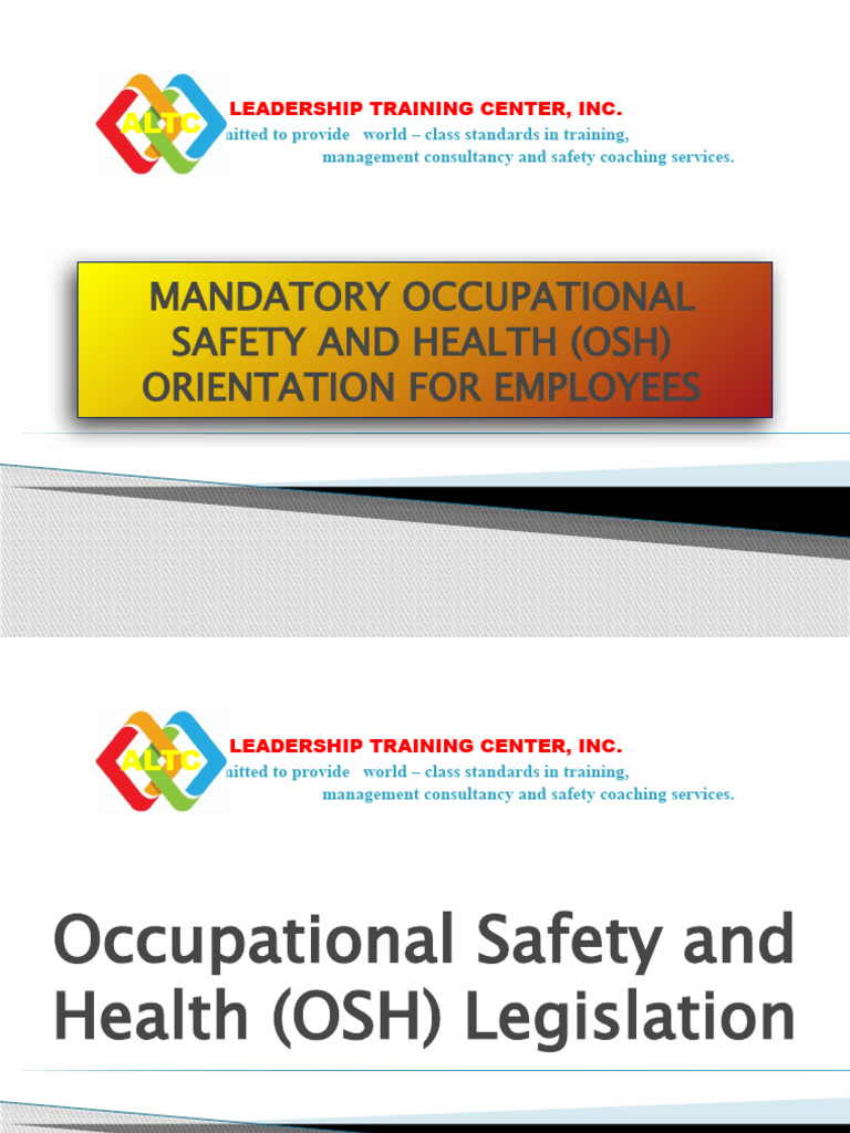 Mandatory OSH Orientation Overview | PDF | Occupational Safety And ...