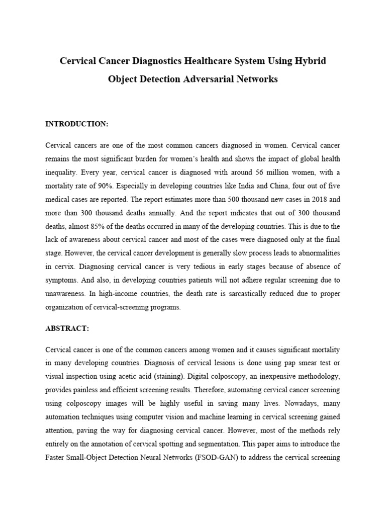 Hybrid FSOD-GAN for Cervical Cancer Diagnosis | PDF | Cervical Cancer ...