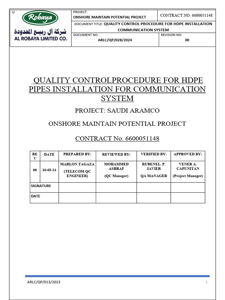 HDPE Installation Quality Control Guide | PDF | Pipe (Fluid Conveyance ...
