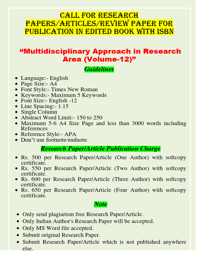 Call For Research Paper & Article-2 | PDF | Academic Publishing | Books