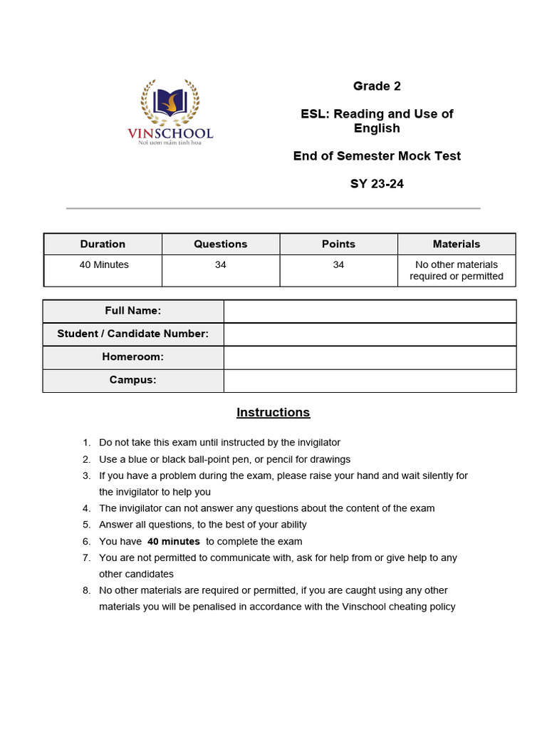 Reading Mock Test | PDF