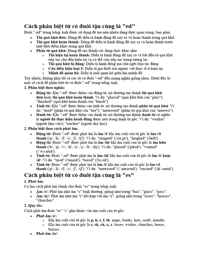 Cách phân biệt từ có đuôi tận cùng là "ed": o o o o | PDF