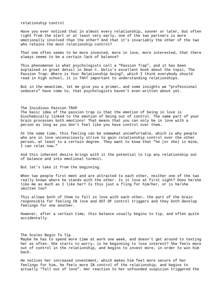 CA - Relationship Control and Female Domination | PDF | Love | Emotions