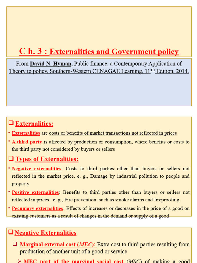 ch.3 Externalities and Government Policy | PDF | Externality | Clean ...
