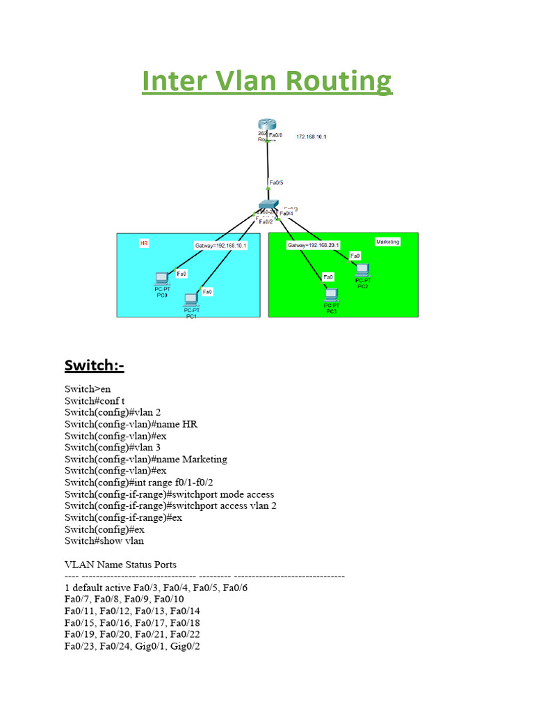 Inter Vlan Routing Configuration Guide | PDF | Router (Computing ...