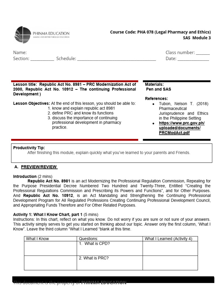 Legal Pharmacy Module 3 | PDF | Professional Development | Learning