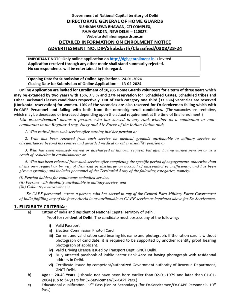 HOME GUARD NOTIFICATION 2020 PDF DOWNLOAD intelligence overview