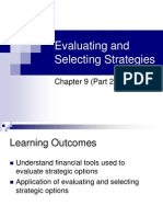 Evaluating and Selecting Strategies: Chapter 9 (Part 2)