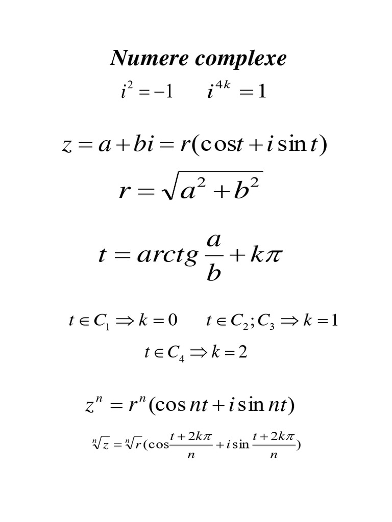 Numere Complexe Formule Exercitii Rezolvate | PDF