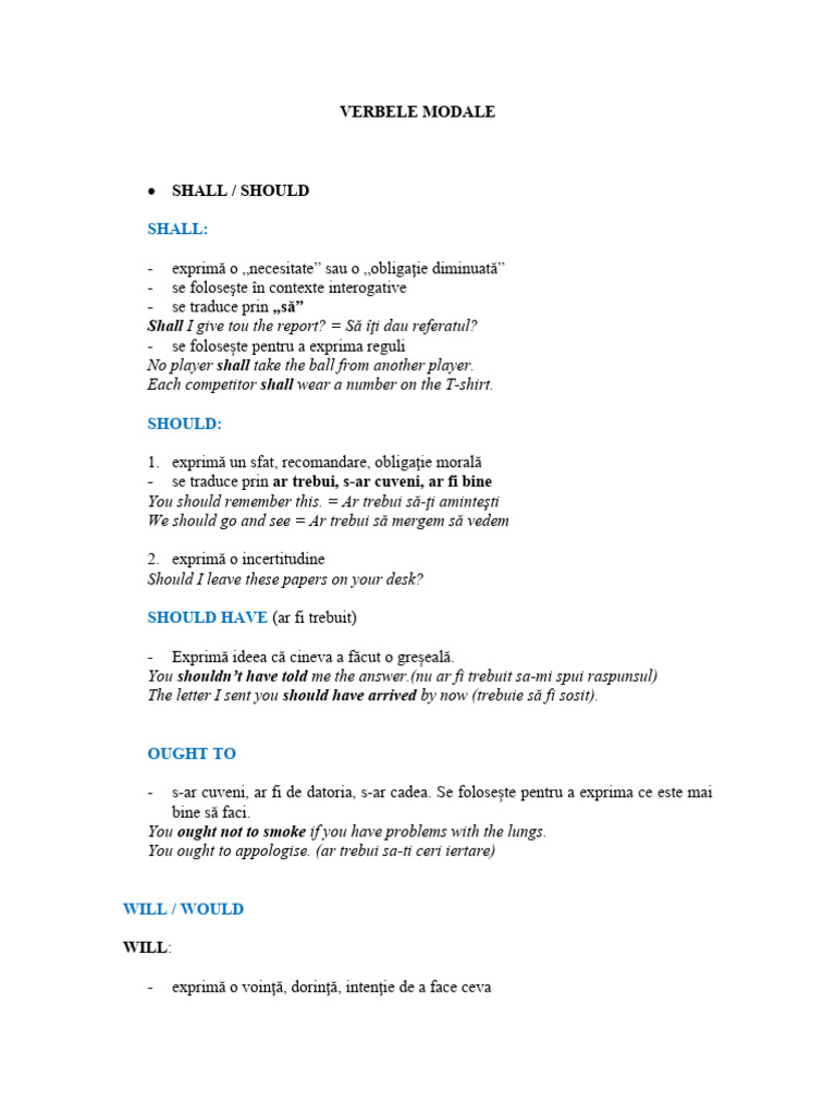 Verbele Modale | PDF