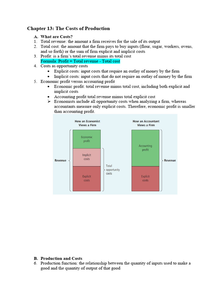 Summary Chap 13 the Cost of Production | PDF | Average Cost | Marginal Cost