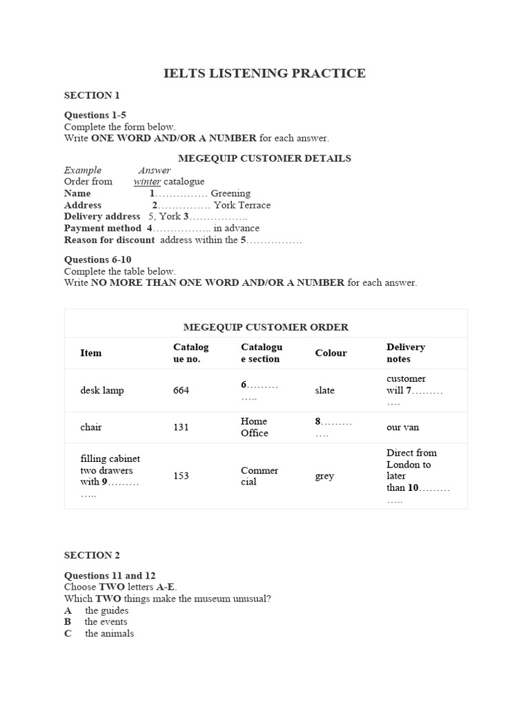 Ielts Listening Practice 1 Pdf Music Technology Musical Instruments