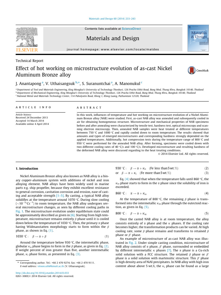 Effect of Hot Working On Microstructure Evolution of As-Cast Nickel ...