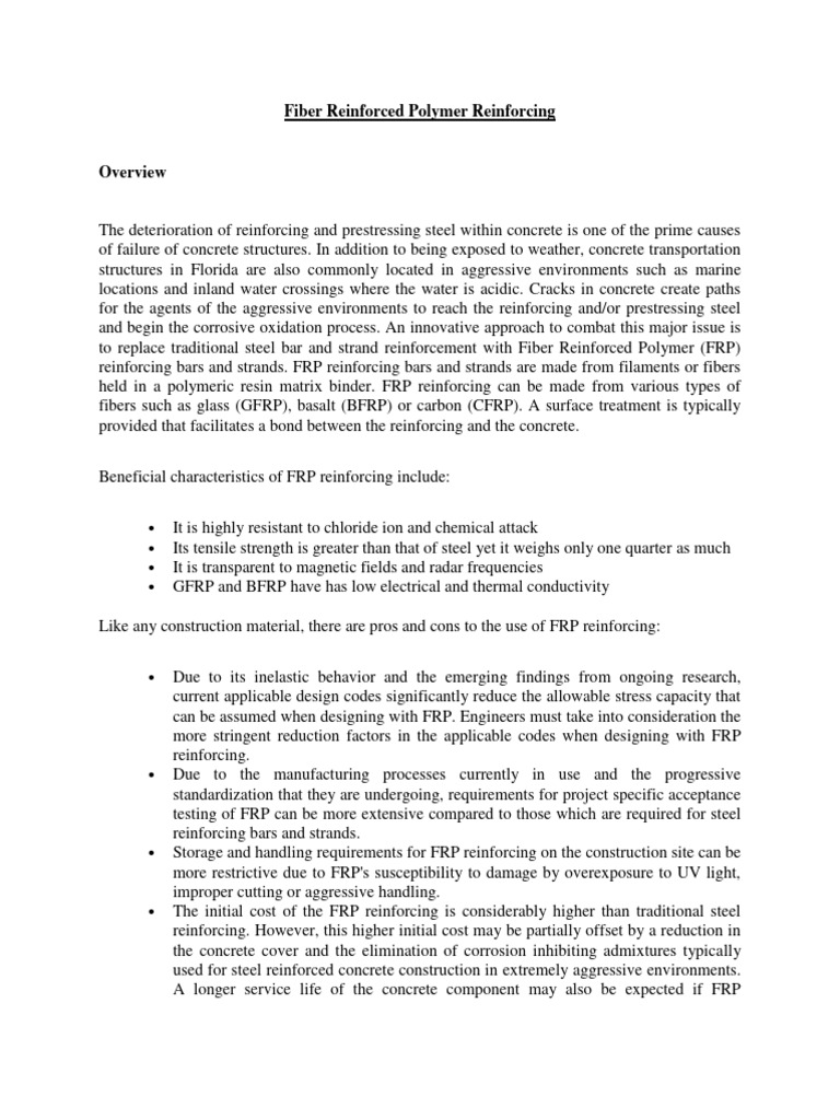 Fiber Reinforced Polymer Reinforcing | PDF | Fibre Reinforced Plastic ...