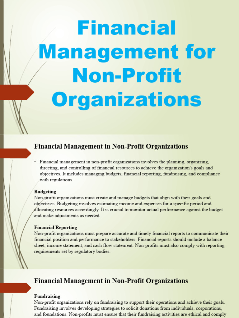 Financial Management For Non-Profit Organizations | PDF | Nonprofit ...