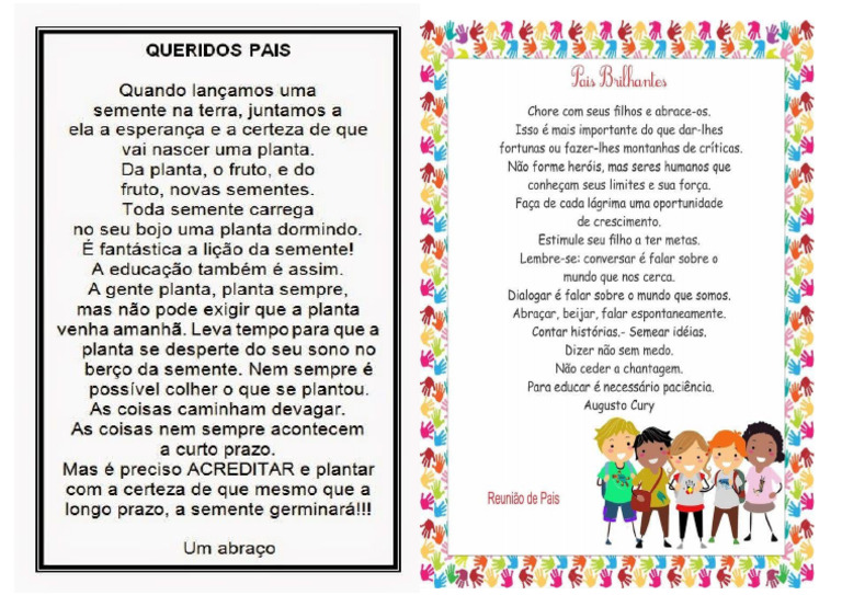Mensagem para Reunião de Pais. | PDF
