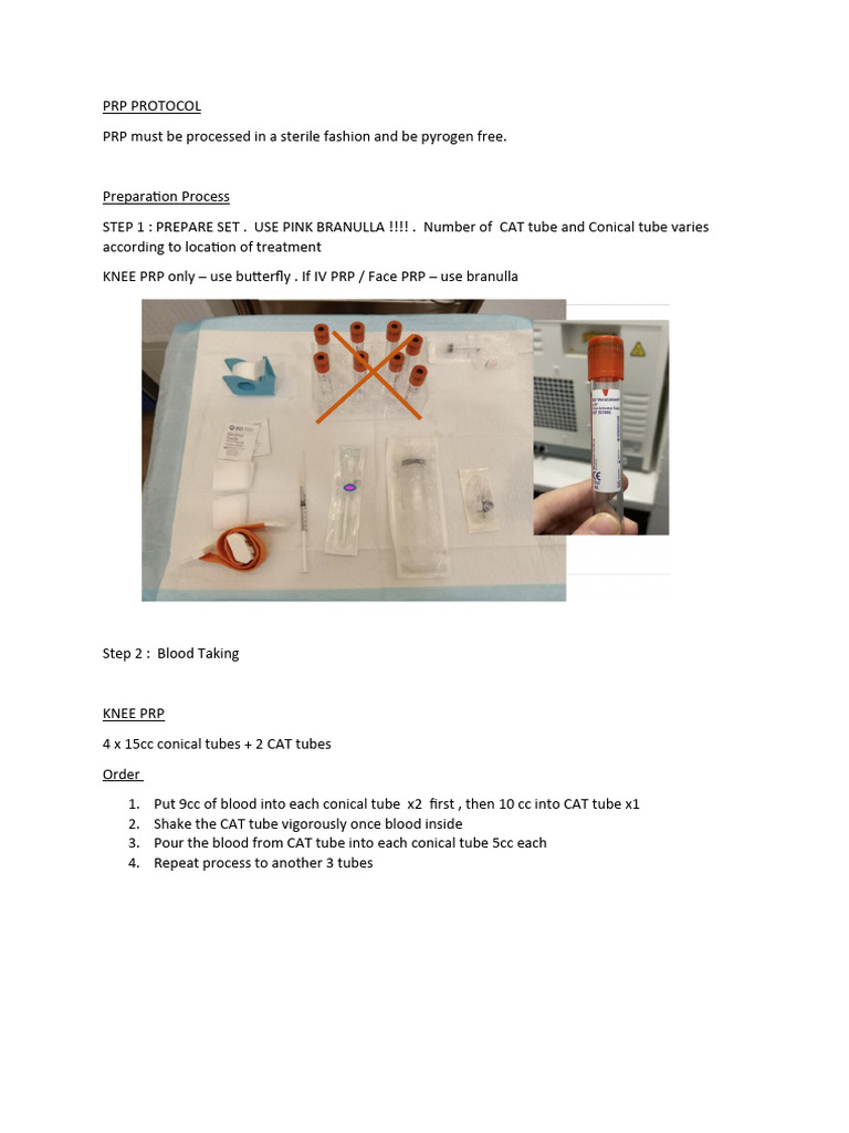 PRP Preparation and Injection Protocol | PDF | Science & Mathematics