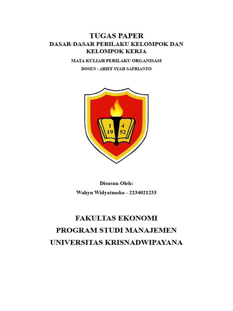 Tugas Paper 5 Dasar Dasar Perilaku Kelompok Dan Kelompok Kerja Pdf