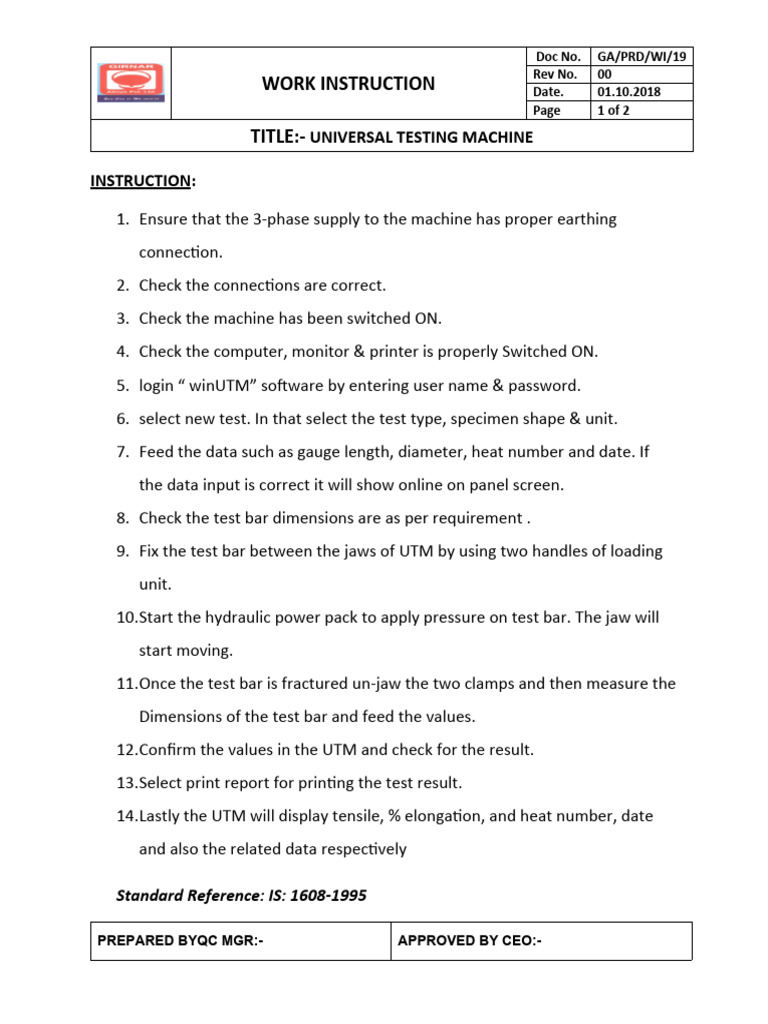 Wi Universal Tensile Machine Pdf Ultimate Tensile Strength