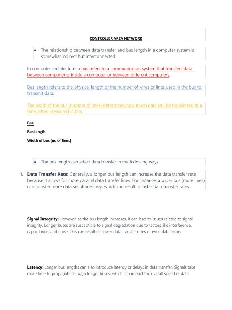 Bus Refers To A Communication System That Transfers Data Between