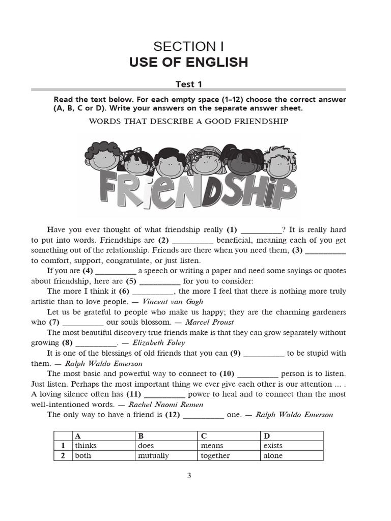 Use of English: Section I | PDF