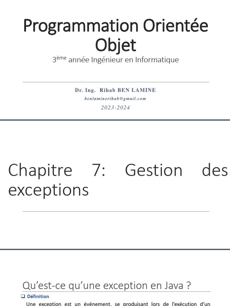 Gestion des exceptions en Java | PDF | Java (Langage de programmation ...