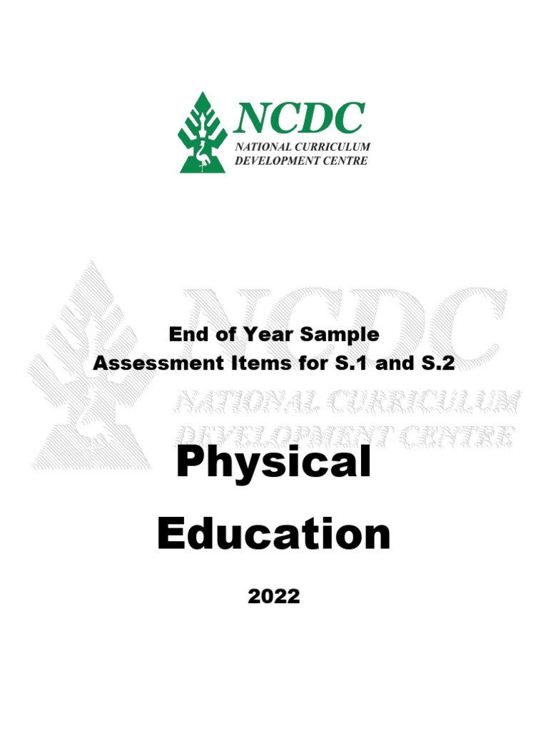 Ncdc s1 and s2 physical education sample assessment items 2022