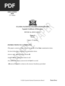 5551 Physical Education UNEB Sample Paper New Curriculum 2024 Plus Scoring Guide