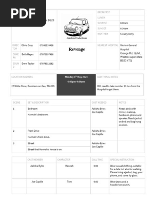 short film call sheet 1