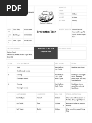 short film call sheet 3