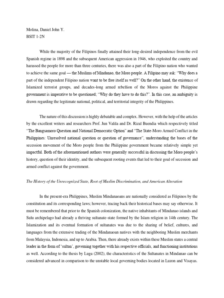 RIPH Rwork4 Moro Conflict | PDF | Philippines | Mindanao
