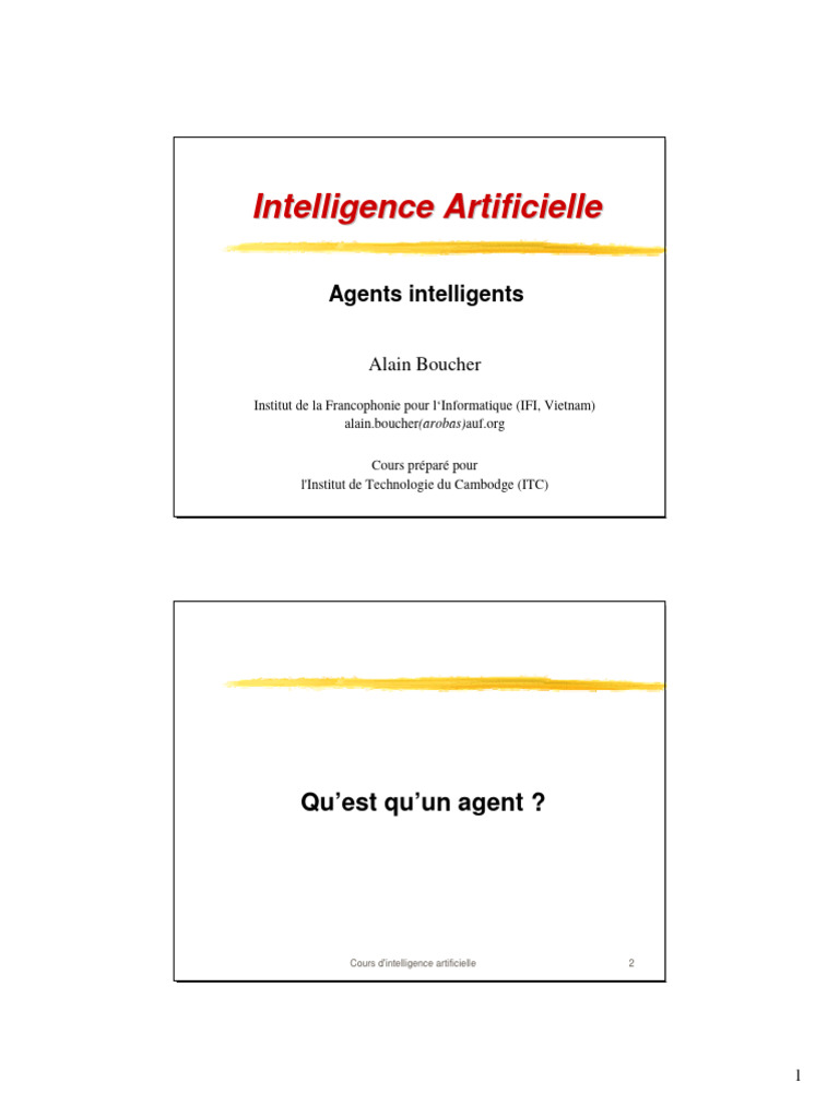 Introduction aux agents intelligents en IA | PDF | Intelligence ...