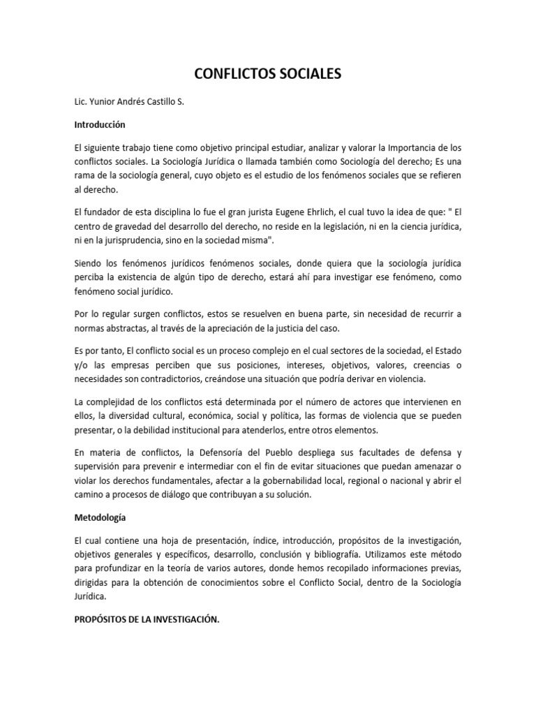 Conflictos Sociales | PDF | Conflicto (proceso) | Psicología Social