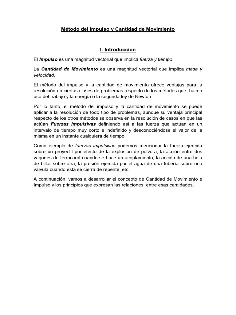 Impulso y Cantidad de Movimiento | PDF | Impulso | Fuerza