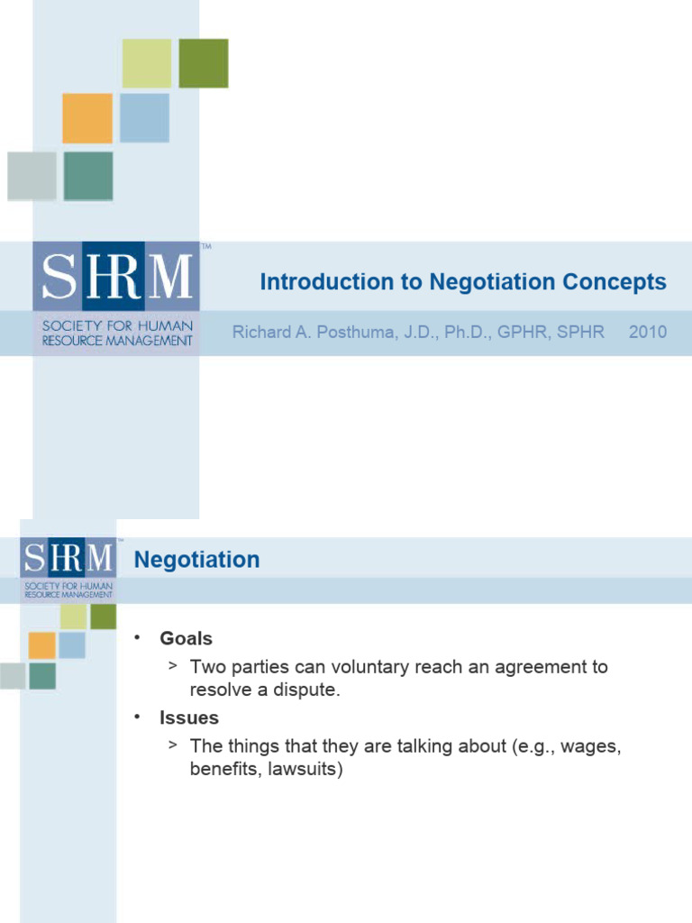 Posthuma Introduction To Negotiation Concepts PPT FINAL | PDF ...