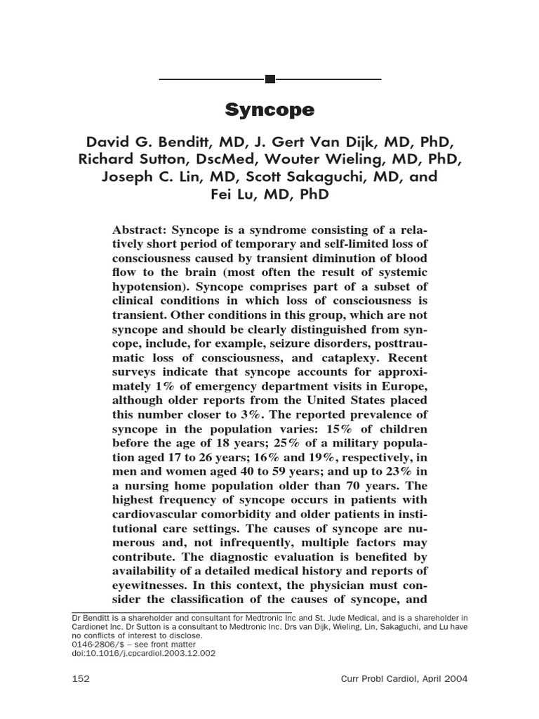 Syncope | PDF | Blood Pressure | Vasodilation